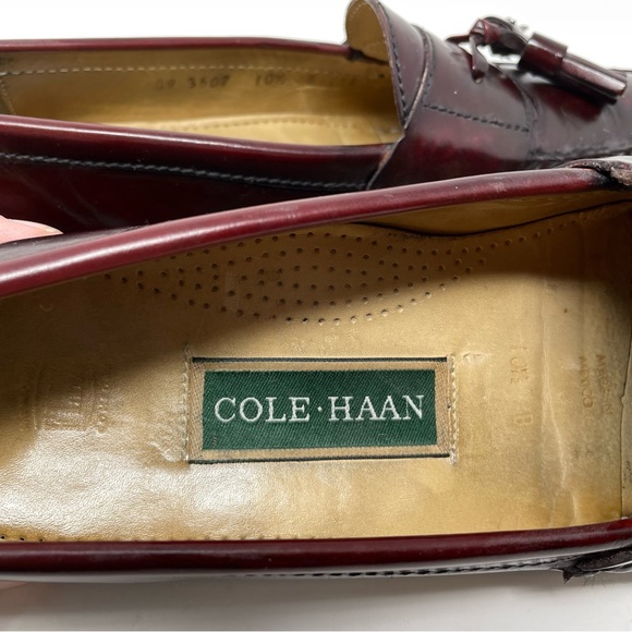 Cole Haan Burgundy Pinch Tassel Loafers Shoes 10.5 B - Picture 7 of 10